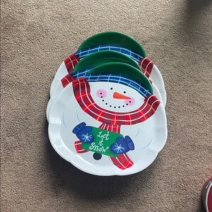 Festive Snowman Party Plates - Set of 3